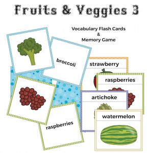 Fruits and Veggies Flash Cards and Memory Game