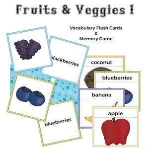 Fruits and Veggies Flash Cards and Memory Game