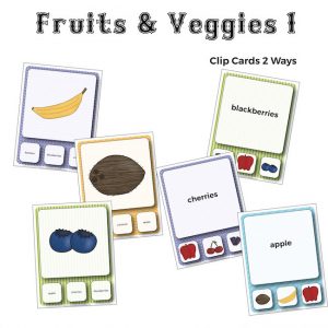 Fruits and Veggies Vocabulary Clip Cards