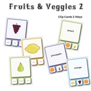 Fruits and Veggies Vocabulary Clip Cards
