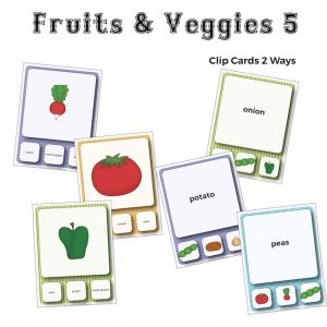Fruits and Veggies Vocabulary Clip Cards