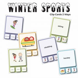 Winter Sports Vocabulary Clip Cards