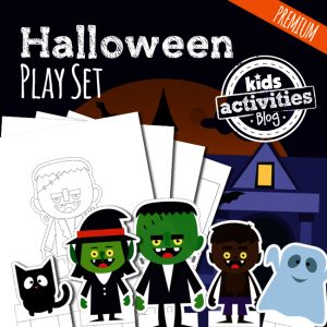 Printable Halloween Play Set of Paper Dolls and Haunted House